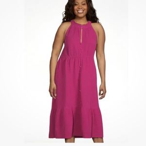 Time and Tru Womens Berry Sleeveless Tiered Midi Dress XXL /2X/20 NEW